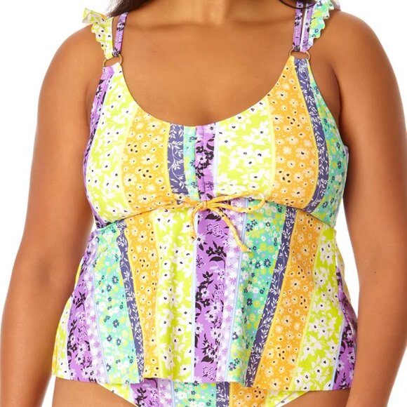 NWT Salt + Cove Juniors' Flyaway Tankini Top Multicolor Size 1X-2X LLL383 - Picture 1 of 2